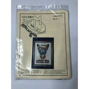Vintage Studio M Needlecraft Cross Stitch BullDog